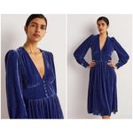 💕BODEN💕 Velvet Midi Party Tea Dress ~ Sea Blue US 8 NWT Photo 1