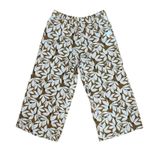 Garnet Hill  Linen Pants Women Large Brown White Floral Cropped Wide Leg Pull On Photo 0