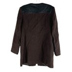 Etcetera  Leather Trim Long Coat Jacket Turnlock Closure Brown Size 6 Photo 7