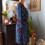 Everly Blue & Fuchsia Graphic Block Print Roll Up Sleeve Pull On Mini Dress Photo 7