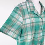 Allison Daley Vintage Plaid Short Sleeve Button Down Shirt Green White 16P Photo 6