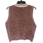 Freshman 1996 Womens Sweater V Neck Vest L Brown White Button Front Sleeveless Size L Photo 2