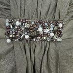 Kay Unger Strapless Metallic Dress 6 Sage Green Embellished Formal Cocktail Glam Photo 1