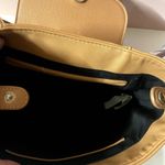 Francesca's Tan Whipstitch Trim Faux Leather Backpack GUC Brown Photo 3