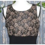 Twenty One Floral Ladies Little Black Dress Size L Stretch Back Zipper Nude Lace Photo 1