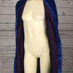 Handmade Vintage 70's crushed velvet colbat blue coat dress lined size small Photo 10