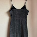 Topshop Charcoal Silver Glitter Metallic Ruched Front Ruffled Mini Party Dress M Photo 7