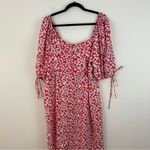 Showpo. Red and White Ditsy Floral Red Dress Midi Slitted Dress Size 16 Photo 6