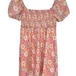 Sunday Best Floral Babydoll Dress size Large Smocked Aritzia Puff Cap Sleeves Orange Photo 0
