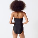 J.Crew  Womens Ruched Bandeau One-Piece Swimsuit Black 6 Photo 2