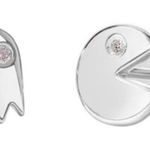 Boutique 14k White Gold Filled Pac-Man Mismatch Earrings Photo 0