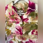 Caribbean Joe Bold Pink Gold & Green floral Jacket Blazer Women's Size L Photo 1