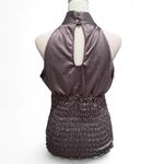 My Michelle  Gray Satin Sleeveless Ruched Floral Top Size Large Witchy Fairy Photo 1