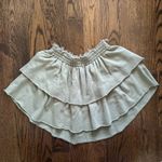 Aerie Tiered Mini Skirt Ruffle Hem Elastic Waist Casual Sage Green Small Photo 1