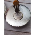 Vintage Clip On Earrings Large Statement Unusual Purple & Light Gold Tone 1.75" Photo 5