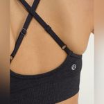 Lululemon  Ebb To Street Bra Size 4 Black Ribbed V Neck Crossback Sporty Yoga Photo 3