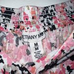 Bethany Mota  Womens Pink Floral Shorts Size M Side Tie Black White Pull On Photo 1