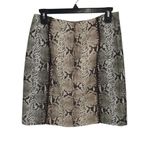 Etcetera  Snake Print Mini Pencil Skirt Faux Leather Lined Size 4‎ Tan Sage Green Photo 2