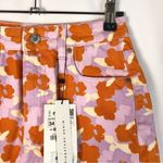 ZARA  The 90s Purple & Orange Poppy Floral High Rise Denim Shorts 2 Photo 2