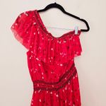 Joie New  Hafsa Silk One Shoulder Midi Dress Red Floral Asymmetric Women's Size S Photo 6