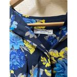 Equipment  Silk Lynn Blue yellow Floral button down long sleeve tunic blouse XS Photo 2
