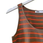 ZARA Womens Brown Orange Viscose Stripes Knit Layering Tank Top SZ M # 1168 Photo 3