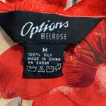 Vintage Options Melrose Silk Hawaiian Shirt Red Orange Hibiscus Floral Medium Photo 6