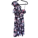 Jason Wu Floral Ruffle Shoulder Midi Dress 0 Black Wedding Guest Event Cocktail Photo 1