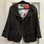 The Collective Works of Berek Art To Wear Zipper Leopard Jacket Plus Size 2X Black Photo 14