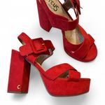 Sam Edelman  Circus Red Suede Leather Chunky Platform Sandals Heels Womens 7 Photo 0