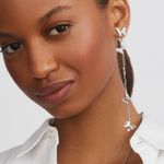 Kleinfeld Earrings Silver Tone Pavé Crystal Butterfly Linear Drop Wedding Bridal Photo 1