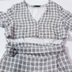 ZARA Tweed Plaid Cutout Dress w/ Ball Knot Buttons V-Neckline Photo 10