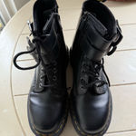 Dr. Martens  1460 Double Buckle Smooth Black Leather Zip Side & Lace Up US 8 Photo 0