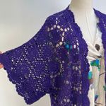 Jessica London Crochet Open Front Cardigan Purple Boho Photo 3