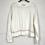 Something Navy  White Contrast Stitch Sweatshirt Womens L Casual Oversized Photo 0