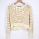 Modcloth Eyelash Knit Cropped Sweater Crewneck Metallic Cream Women's XS Photo 0