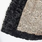 Mystree  Faux Fur Vest Leopard Open Front Black Womens Small Photo 5