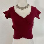 Early 2000s Burgundy Red Cropped Scrunched Criss Cross Crop Top Hollister Size S Photo 3