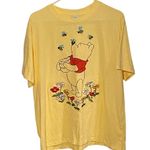 Disney New Winnie the Pooh Butter Yellow Bee Bear Floral embroidered Tee T-shirt Photo 0