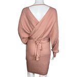 Love Tree  Dress Womens Medium Blush Pink Sweater‎ Wrap Surplice Ribbed Cozy Knit Photo 3