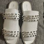 Lauren Lorraine Glittery White Sandals with Silver Studs Size 11 Photo 0