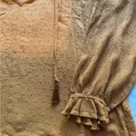 Wonderly  Mustard Yellow Textured V-Neck Top Size XL With Tassels Photo 3