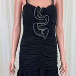 City Triangles Sexy Y2K City Triangle Ruched Shirred Spaghetti Strap Mini Dress Sz MD Black Photo 0