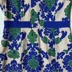 Biden Nantucket Blue and Green Notch Neck Tapestry Sheath Dress Size 8 Photo 3