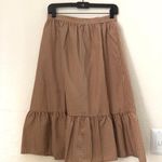 Vintage Brown and white gingham plaid midi tiered skirt cottagecore boho Photo 0