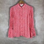 Michael Kors  Printed Smocked Bell Sleeve Top, Sea Coral NEW MEDIUM Photo 2