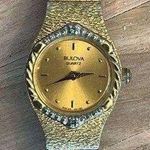 Bulova Ladies Watch Vintage Genuine Diamonds Gold Electro Bracelet Gold Dial Photo 0