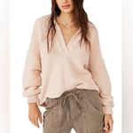 Free People  marlie‎ pullover v neck dusty pink collared oversized Photo 2