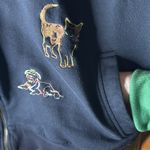 Vintage Mureli Animal Cat Dog Embroidered 90s Long Sleeve Black Retro Jacket Lg Photo 3