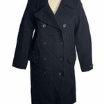 Vine Korean Handmade Wool Pea Coat S Black Double Breasted Lined Pockets 6PE Photo 0